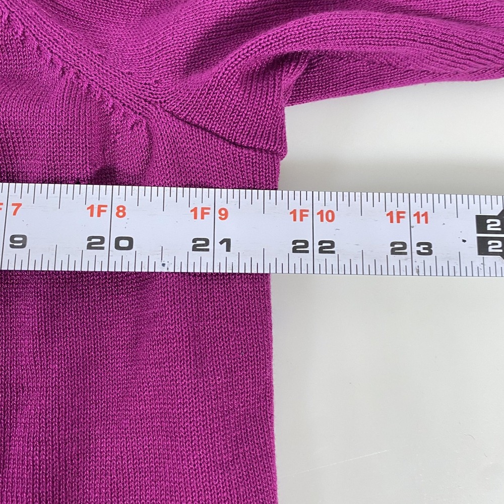 Coldwater Creek Sweater Cardigan Womens 1X Purple Silk Cotton 3/4 Sleeve Career - Picture 7 of 11